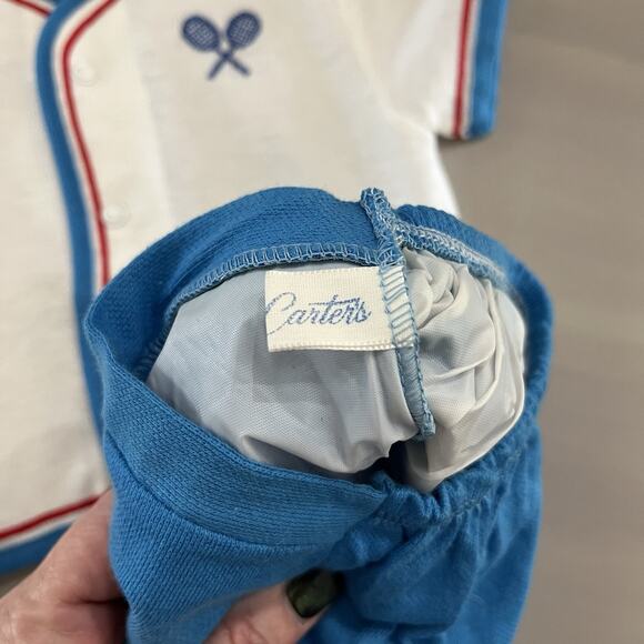 NWOT Vintage Carter’s 2 Piece Set Snap Top & Lined Bottoms Tennis Outfit 6M - Picture 8 of 9